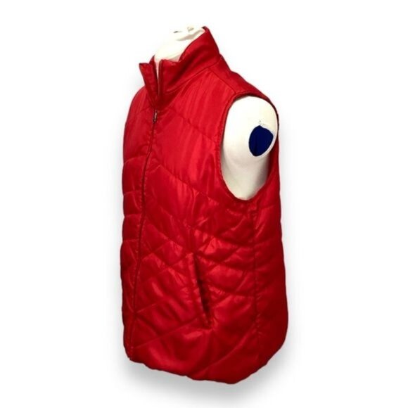Kim Roger’s Petite Women’s Full Zip Quilted Puffer Vest, Red, size PXL - Picture 2 of 6